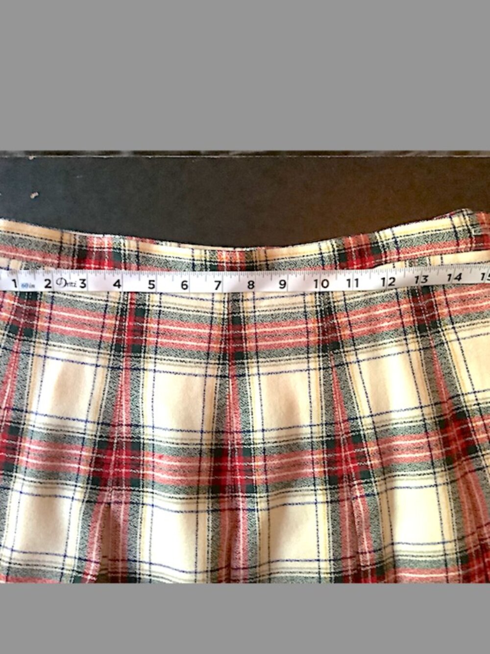 Talbots Classic Plaid box-pleat flared skirt, Size 12, side zipper, unlined - Picture 6 of 9